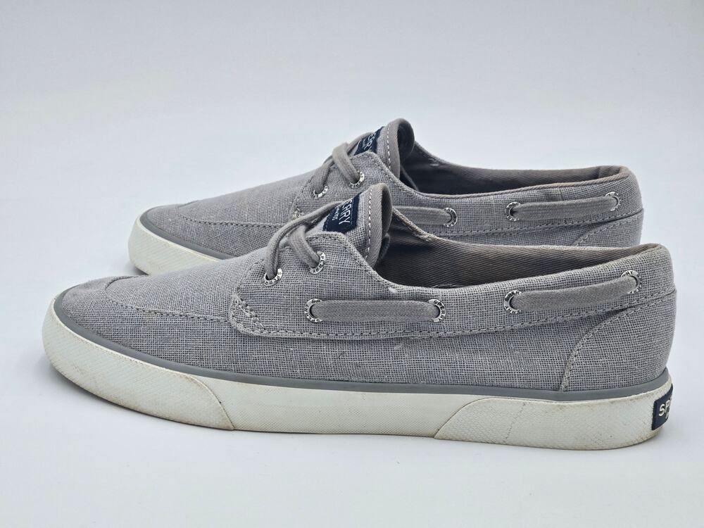 Sperry Pier Boat Sparkle Canvas Slip On Sneakers Grey Womens 6.5